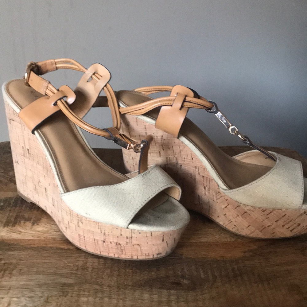 Coach Leather Sandal Wedges